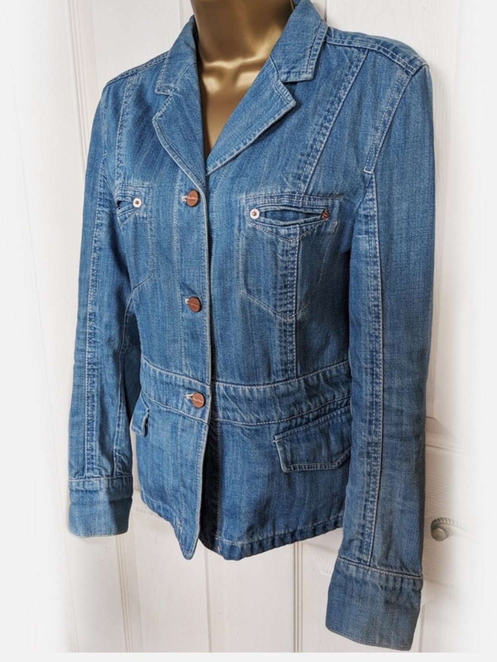 MaxMara Light Blue Denim Jacket with Button Front 8